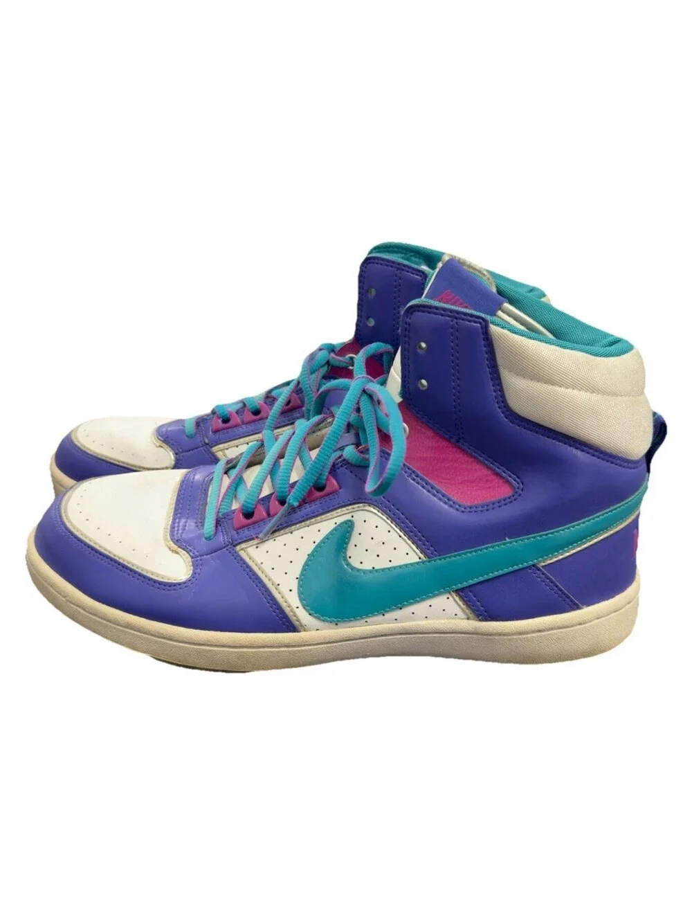 Nike Vintage High Top Sneakers Purple Teal Pink White Mens Size 12 365949-531